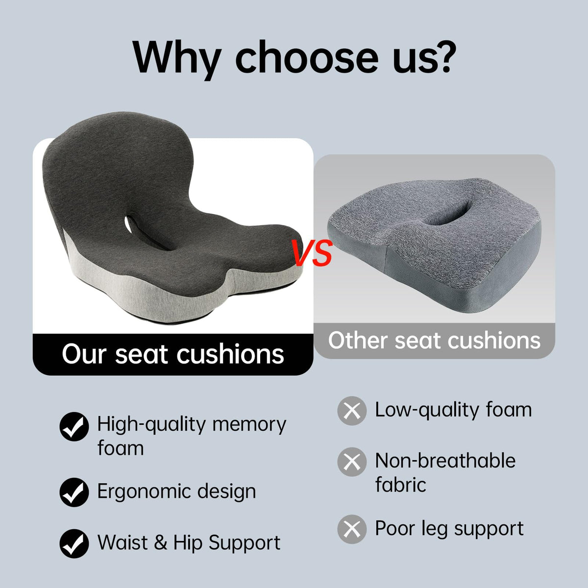 L-Shaped Memory Foam Seat Cushion with Back Support G450284