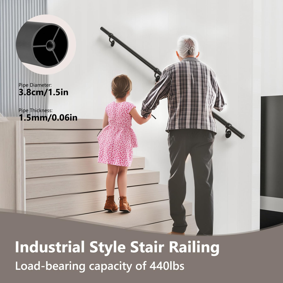 6 Feet Round Aluminum Stair Railing H68856