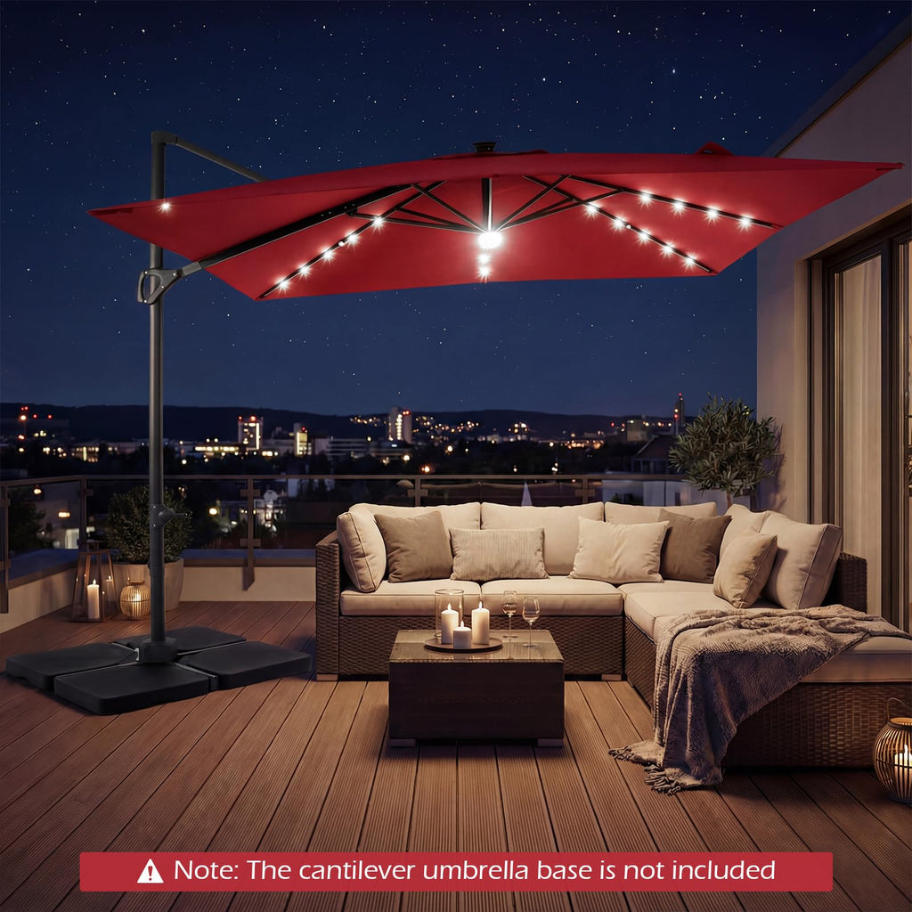 10ft Solar LED Patio Umbrella with Aluminum Pole E735