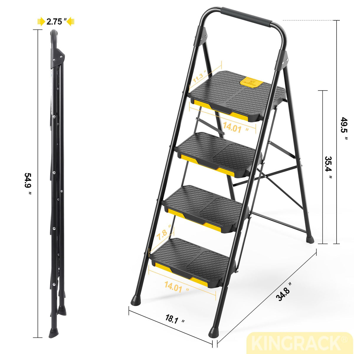 4 Step Steel Step Stool with Safe-Lock, Black H45393