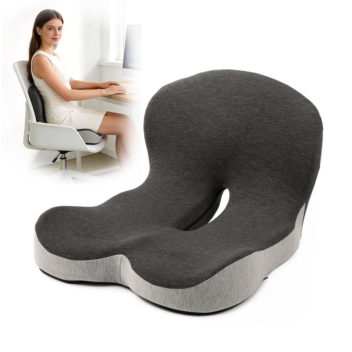 L-Shaped Memory Foam Seat Cushion with Back Support G450284