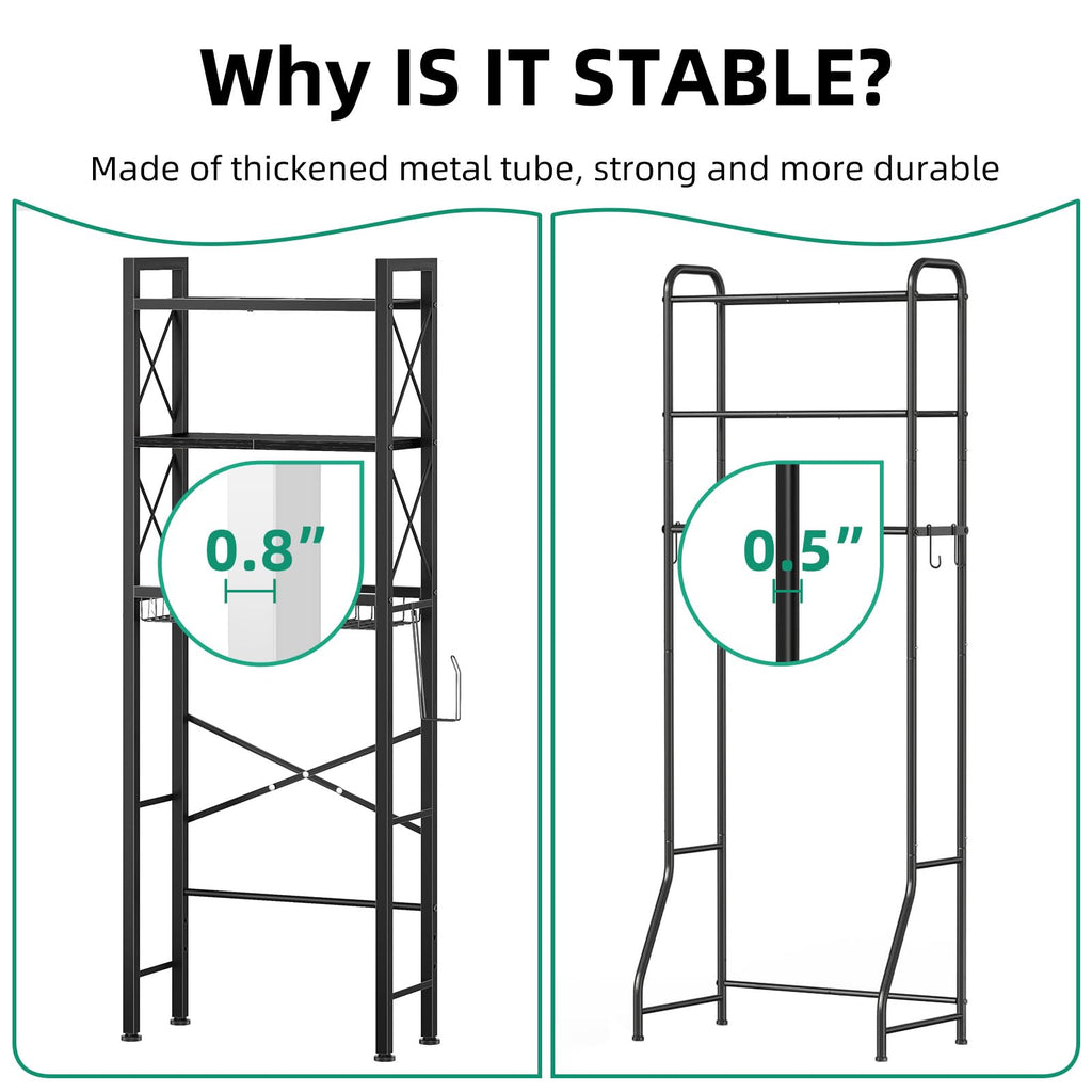 3-Tier Over The Toilet Storage Rack with Drain Basket U355617