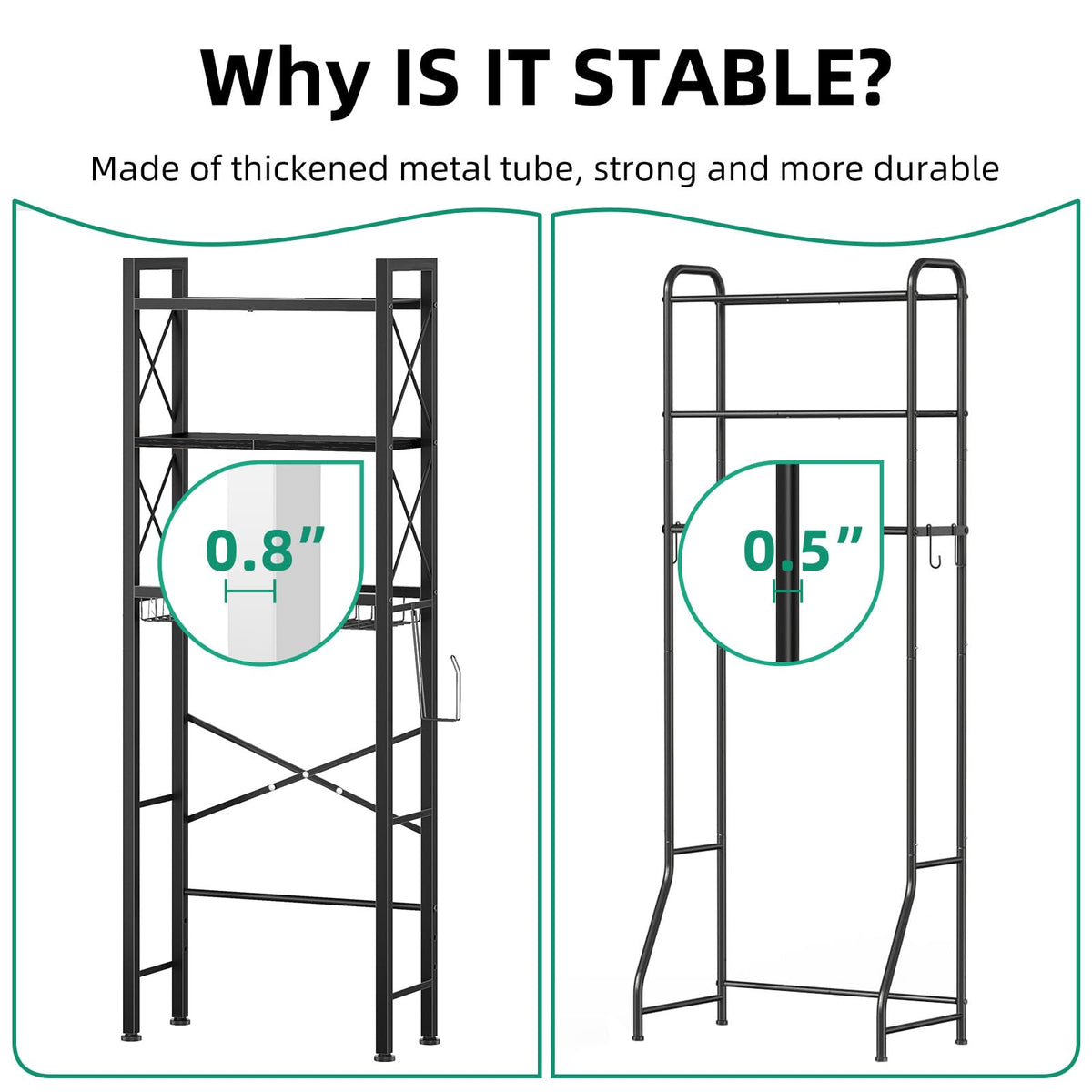 3-Tier Over The Toilet Storage Rack with Drain Basket U355617
