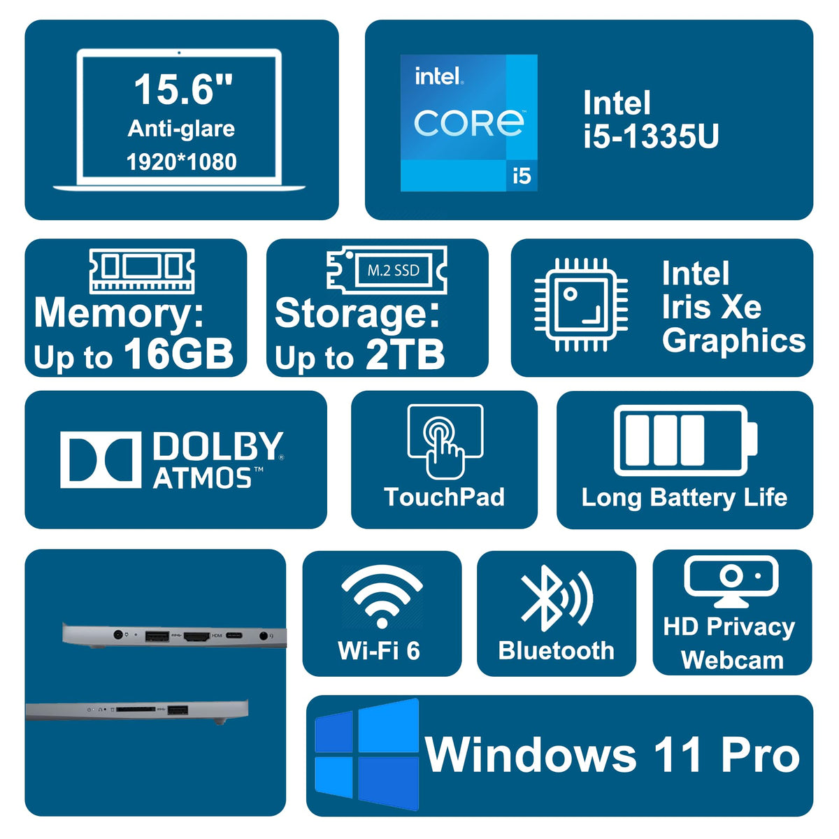 15.6" FHD Anti-Glare Intel 10-core i5 16GB RAM 256GB SSD Laptop E73449