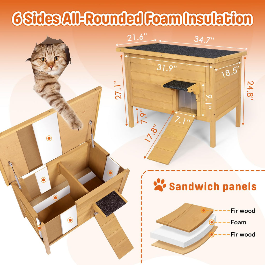 Large Insulated Weatherproof Outdoor Cat House C829790
