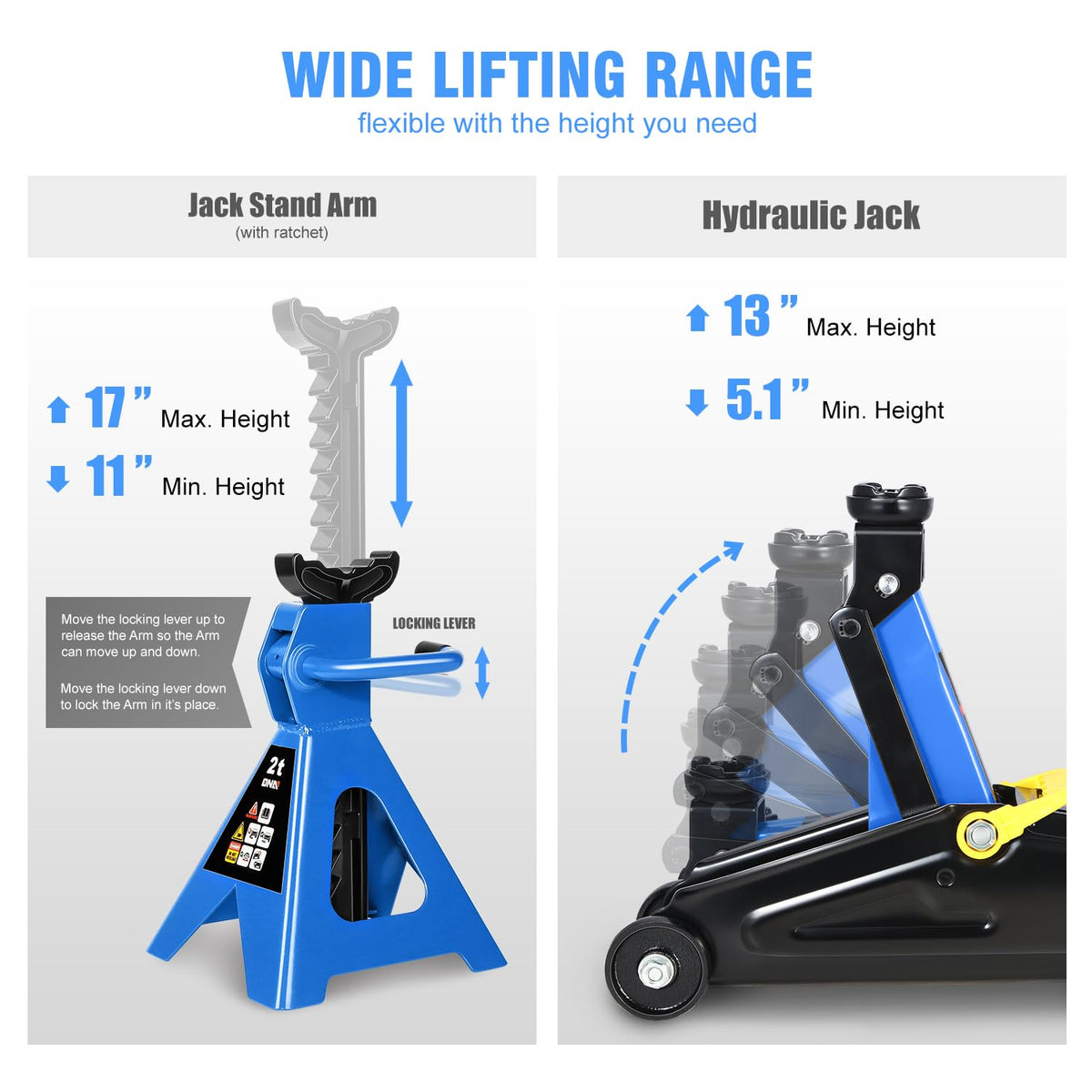2 Ton Car Jack and Stands Kit Blue S506