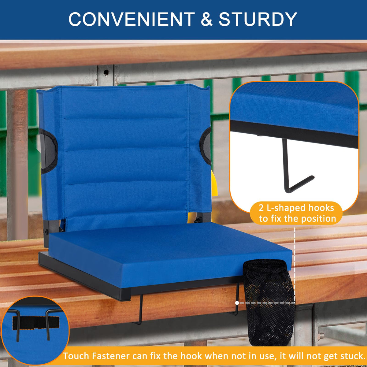 2 Pack Blue Stadium Seats for Bleachers with Back Support B513270