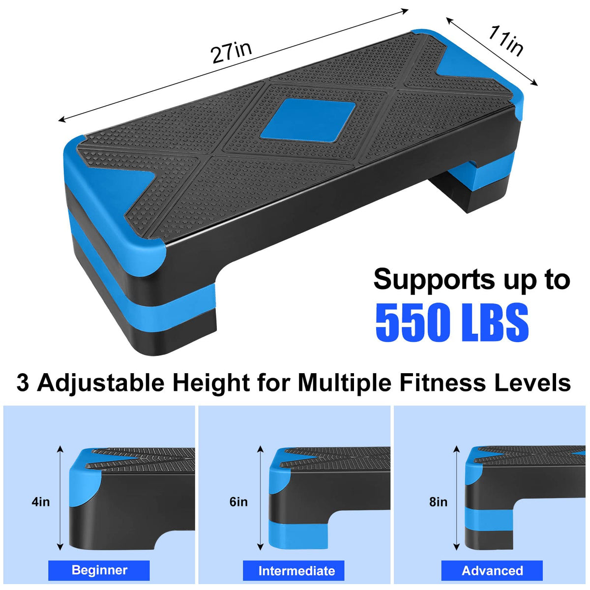 Adjustable Aerobic Stepper Fitness Step Platform Y6905