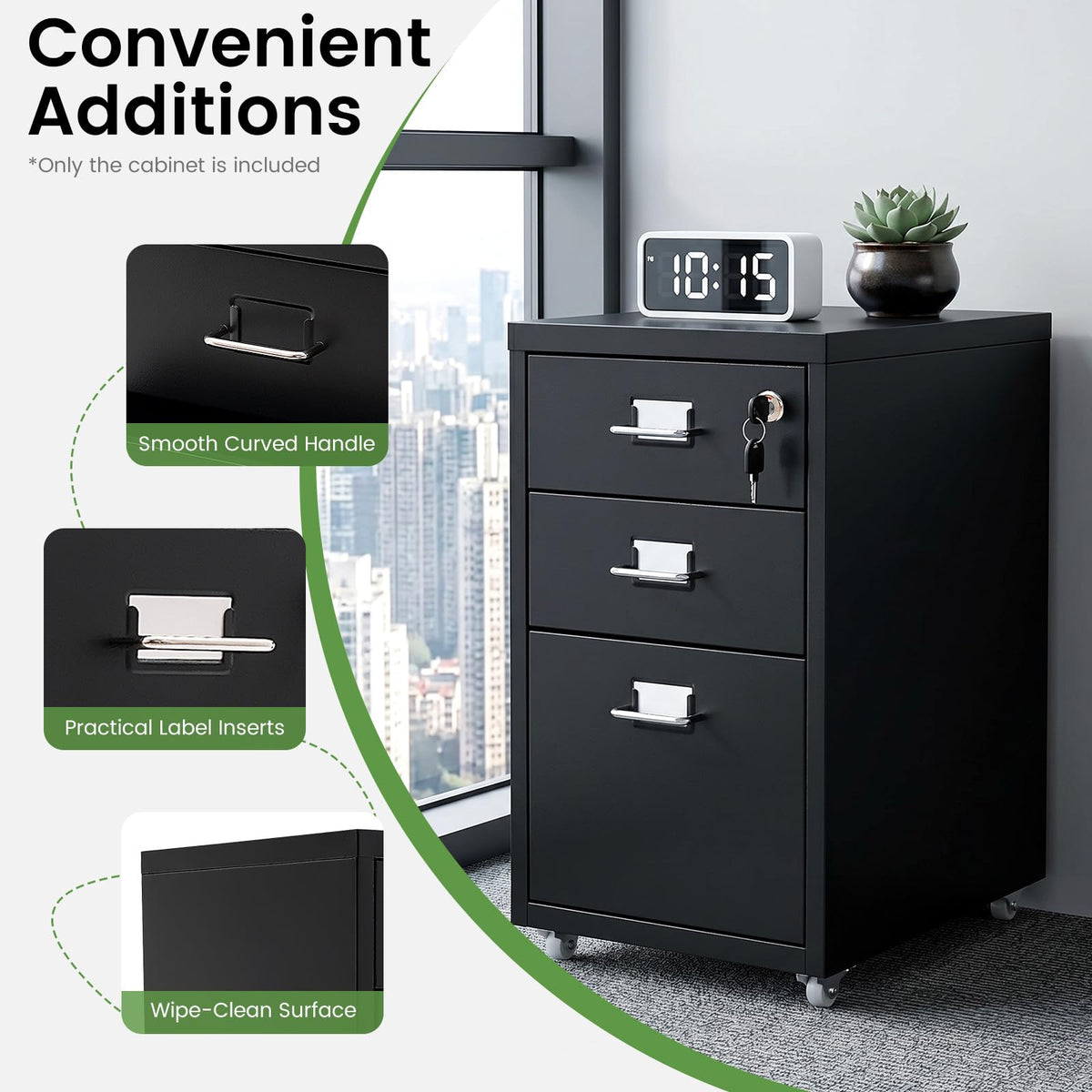 3 Drawer File Cabinet with Lock U6161