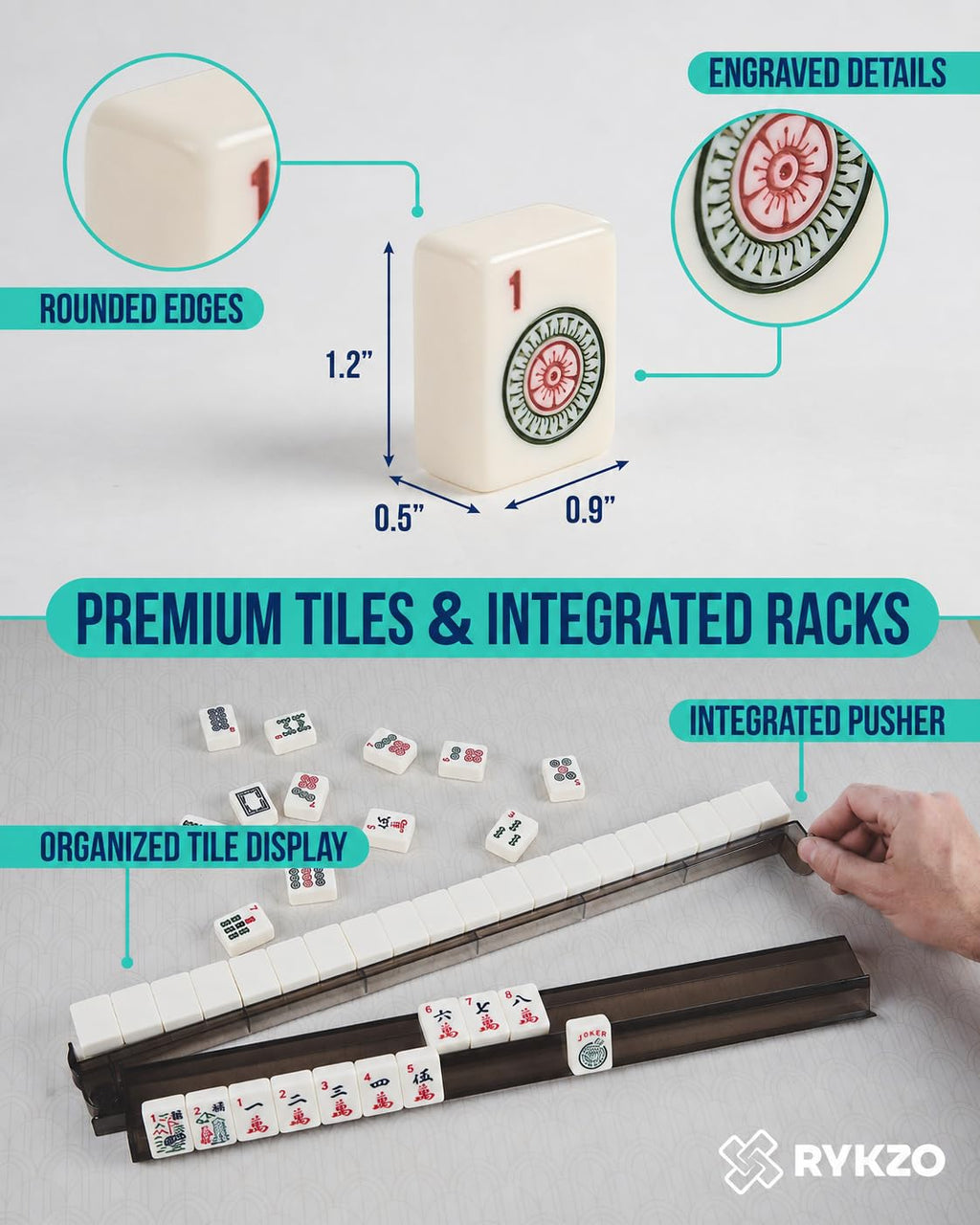166 Engraved Melamine Mahjong Set with Travel Bag N356