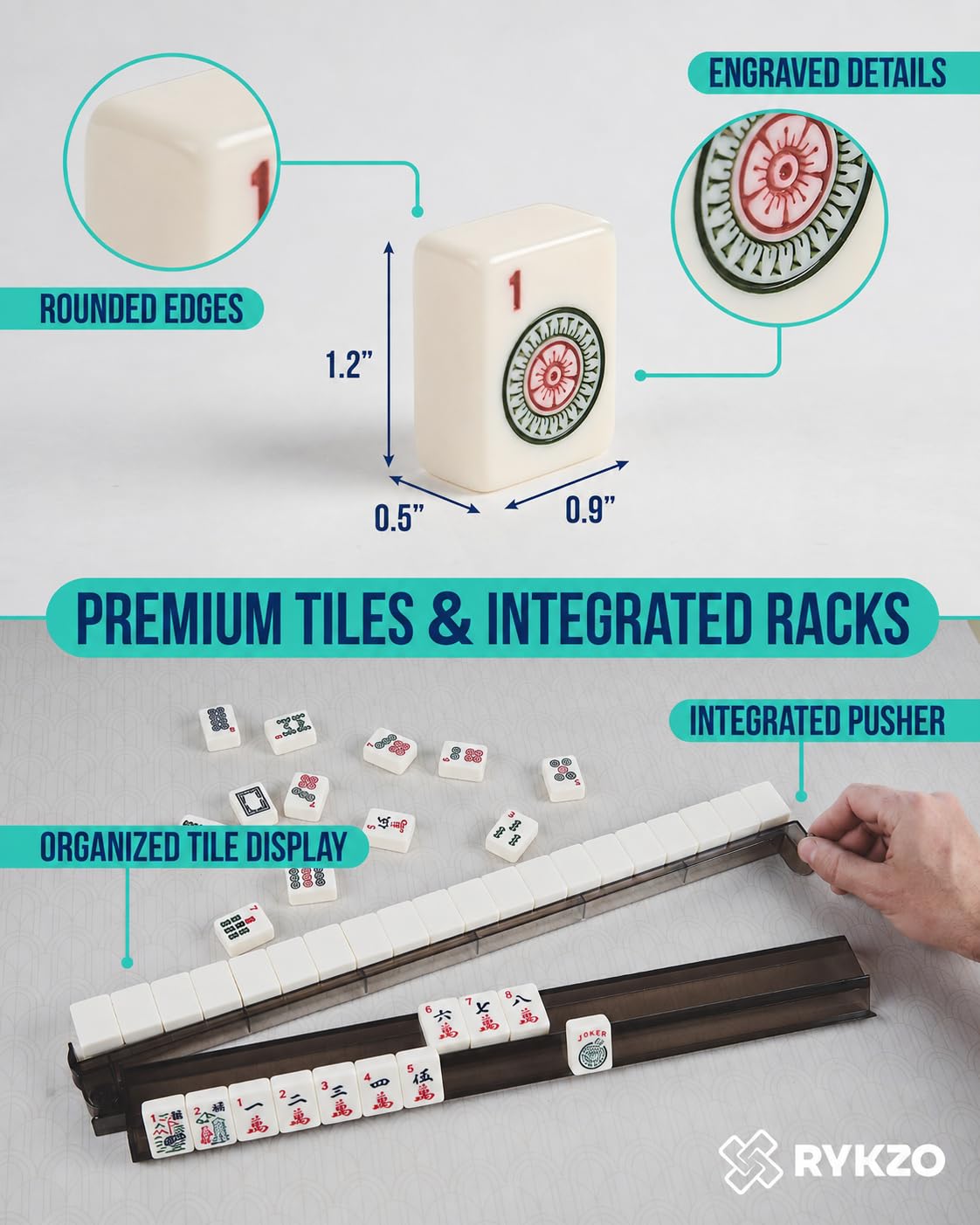 166 Engraved Melamine Mahjong Set with Travel Bag N356