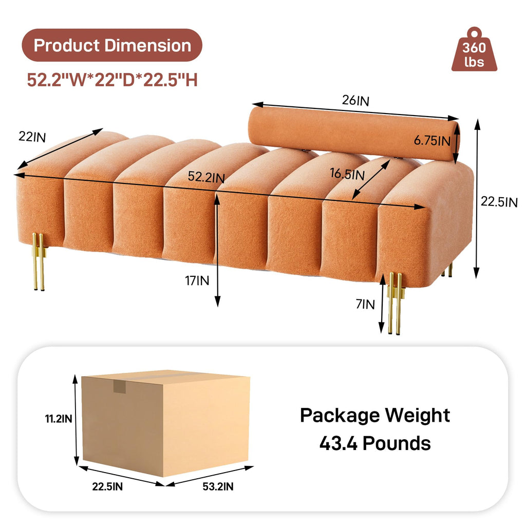 Orange Velvet Bench Ottoman J517