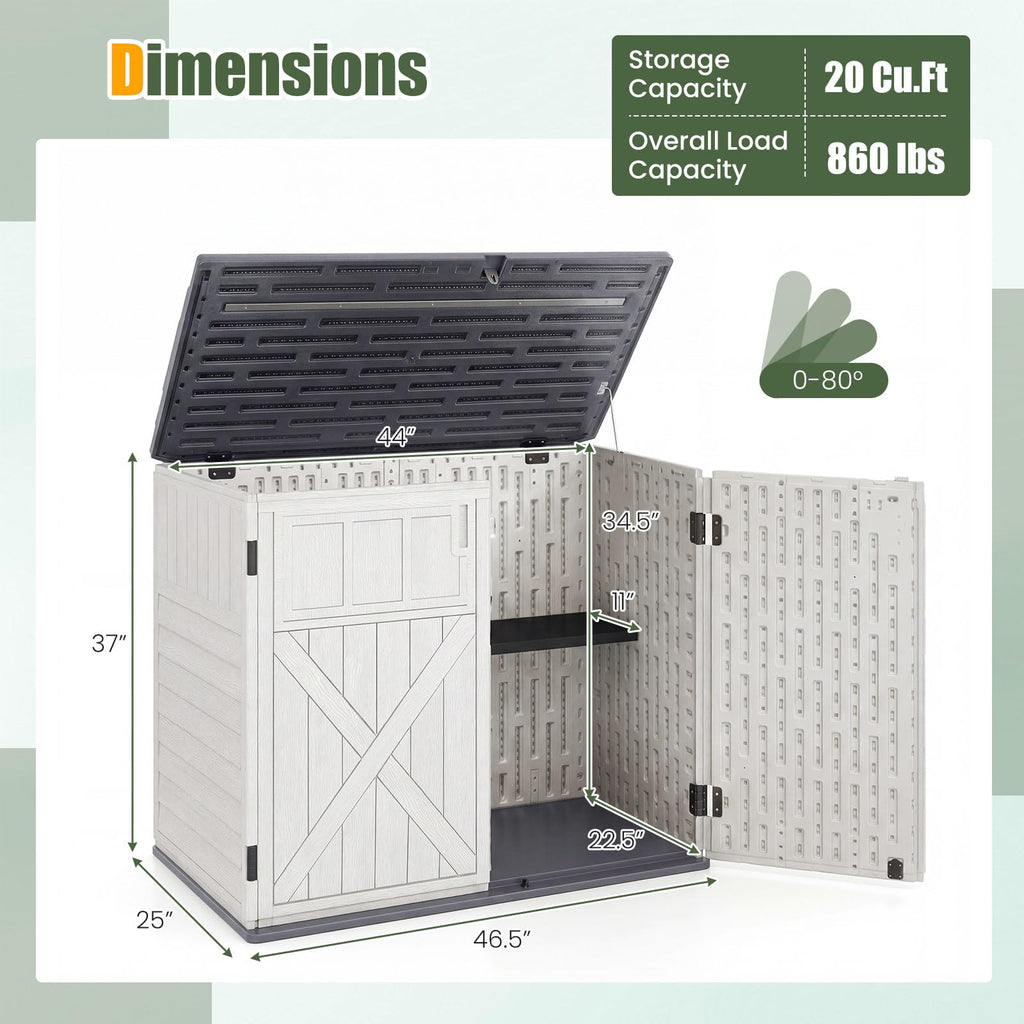 20 Cu.Ft Outdoor Storage Cabinet with Adjustable Shelf S104000
