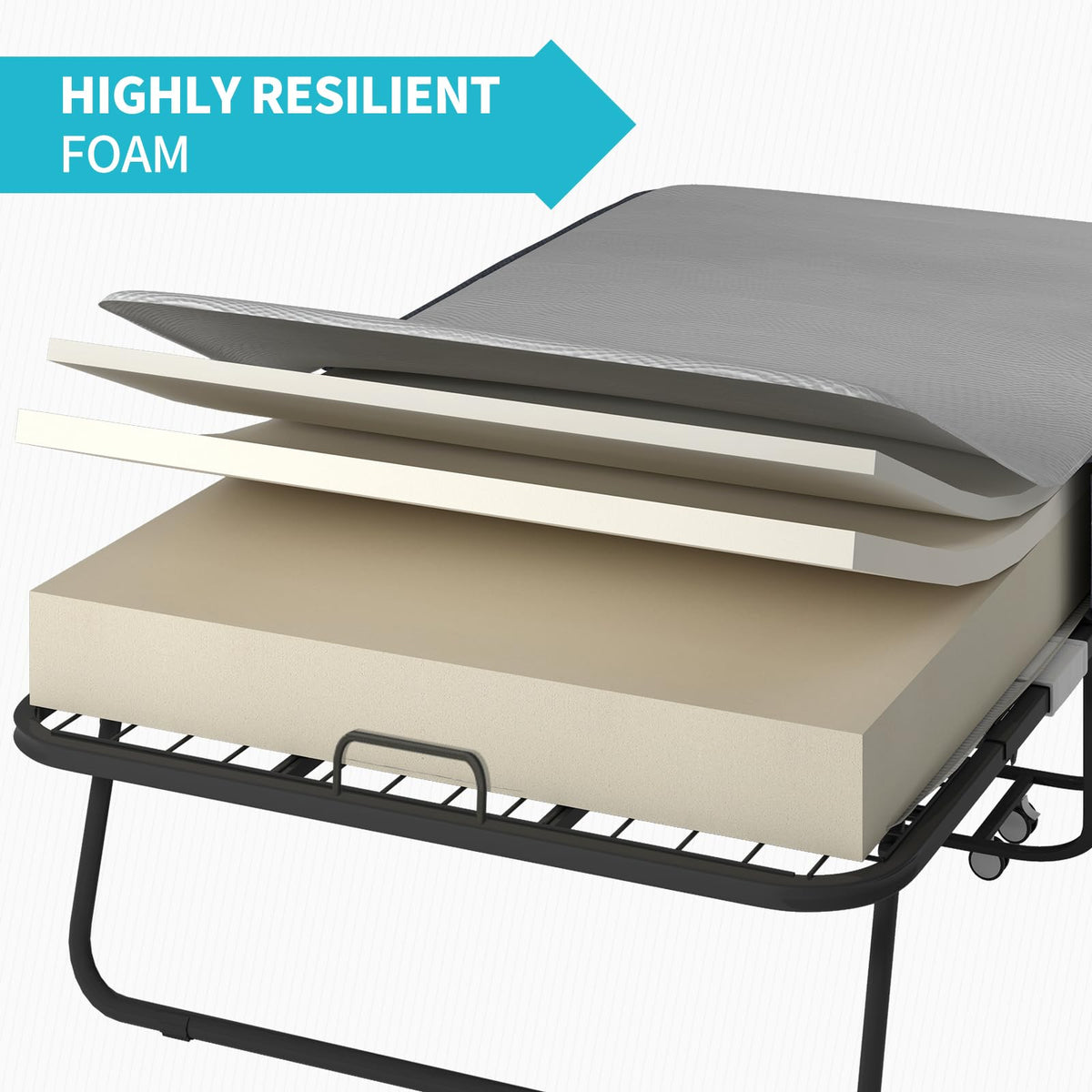 Twin Size Folding Bed with 4 Inch Foam Mattress B5596