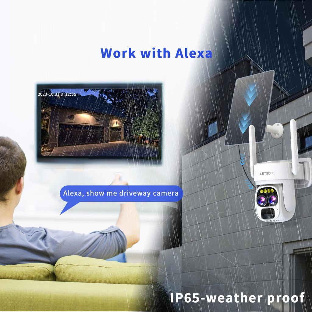 Wireless Solar Security Camera 360 PTZ Dual Lens 10x Zoom 2K H358