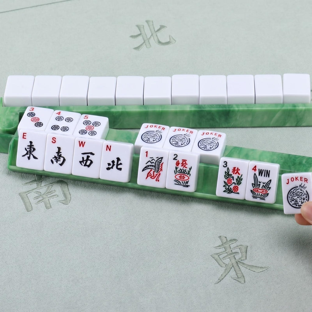 4 Pcs 18.7 Inch Acrylic Mahjong Tile Racks with Pushers V8597