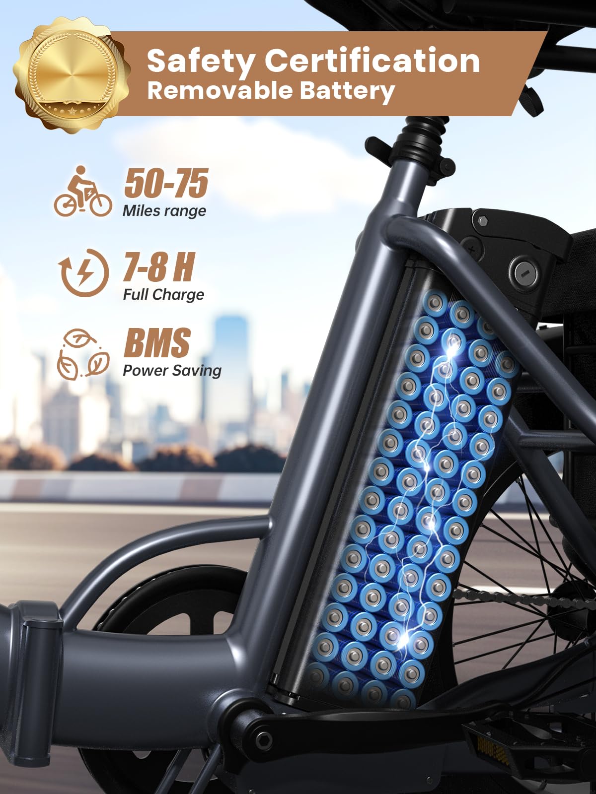 Electric Tricycle for Adults 1200W 36V 20AH Fat Tire Folding J859462