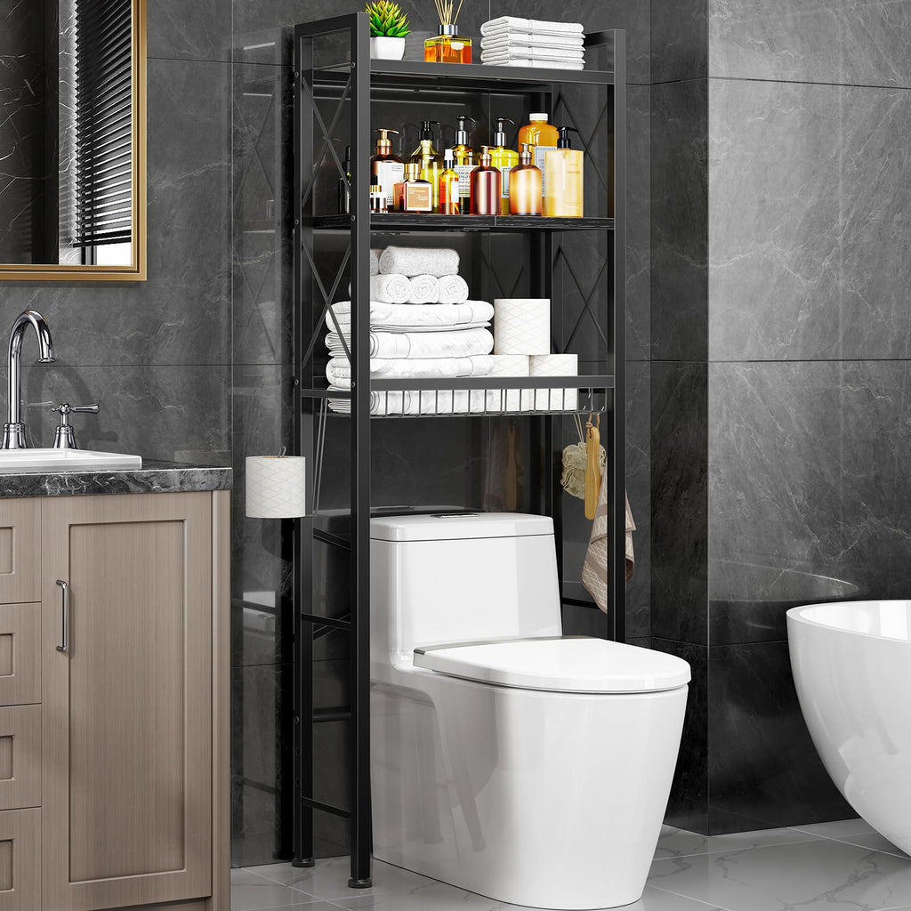 3-Tier Over The Toilet Storage Rack with Drain Basket U355617