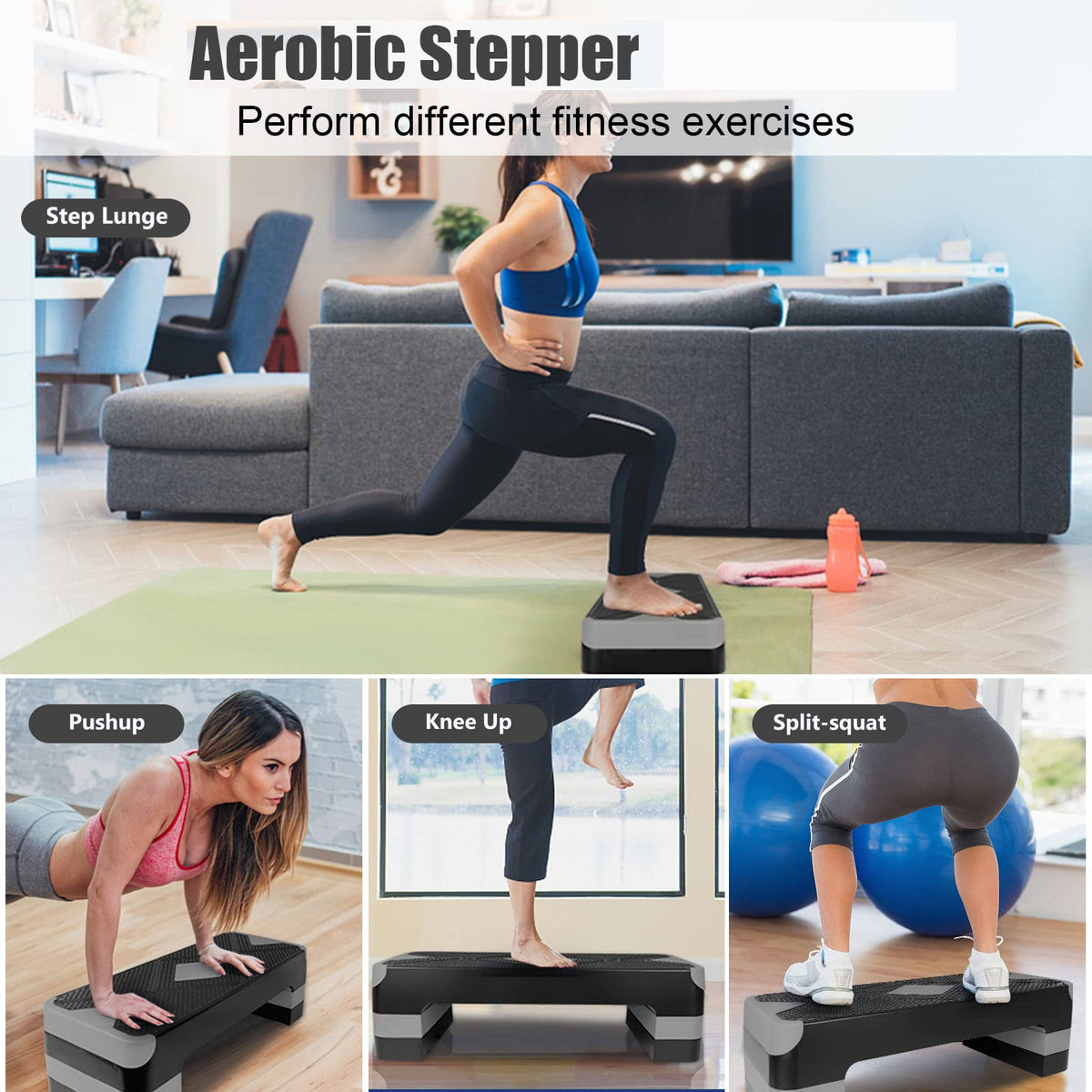 Adjustable Aerobic Stepper Fitness Step Platform Y6905