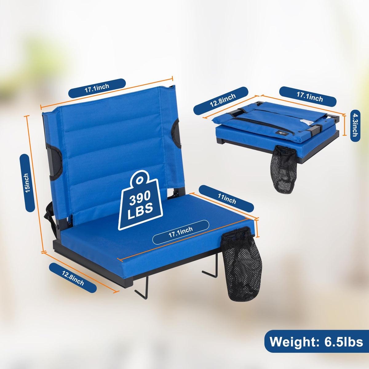2 Pack Blue Stadium Seats for Bleachers with Back Support B513270