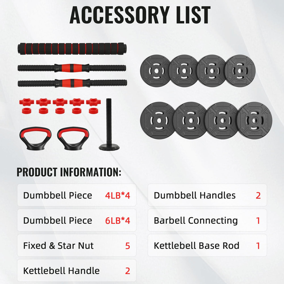 Adjustable Dumbbell and Barbell Kettlebell Set 40LBS Q394086