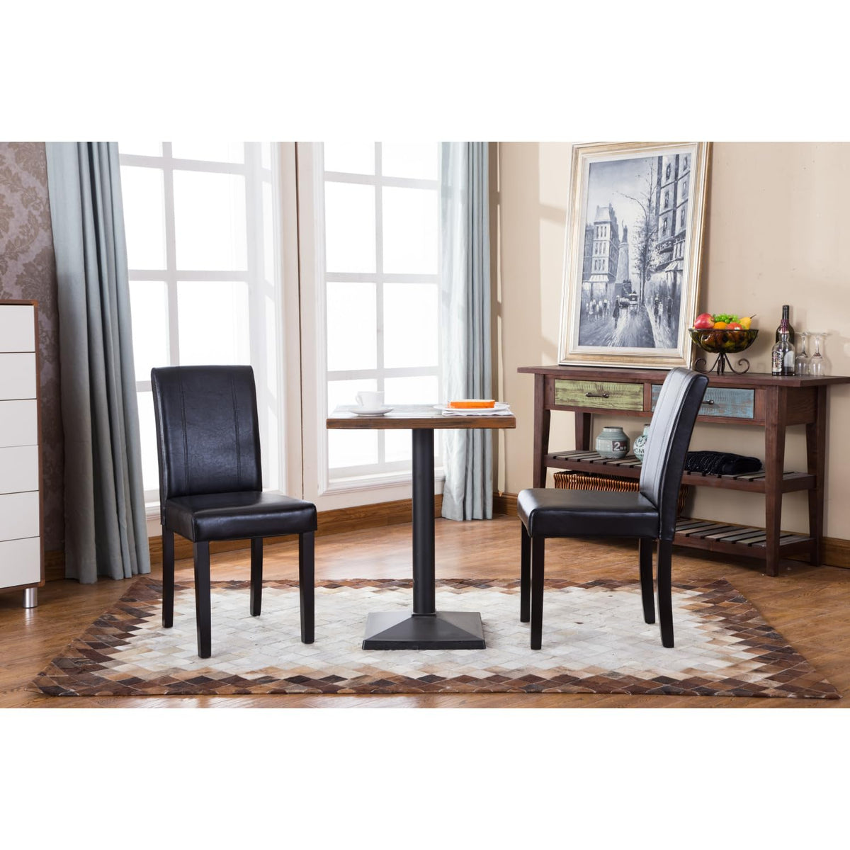 Black Faux Leather Parson Chair Set of 2 V267326