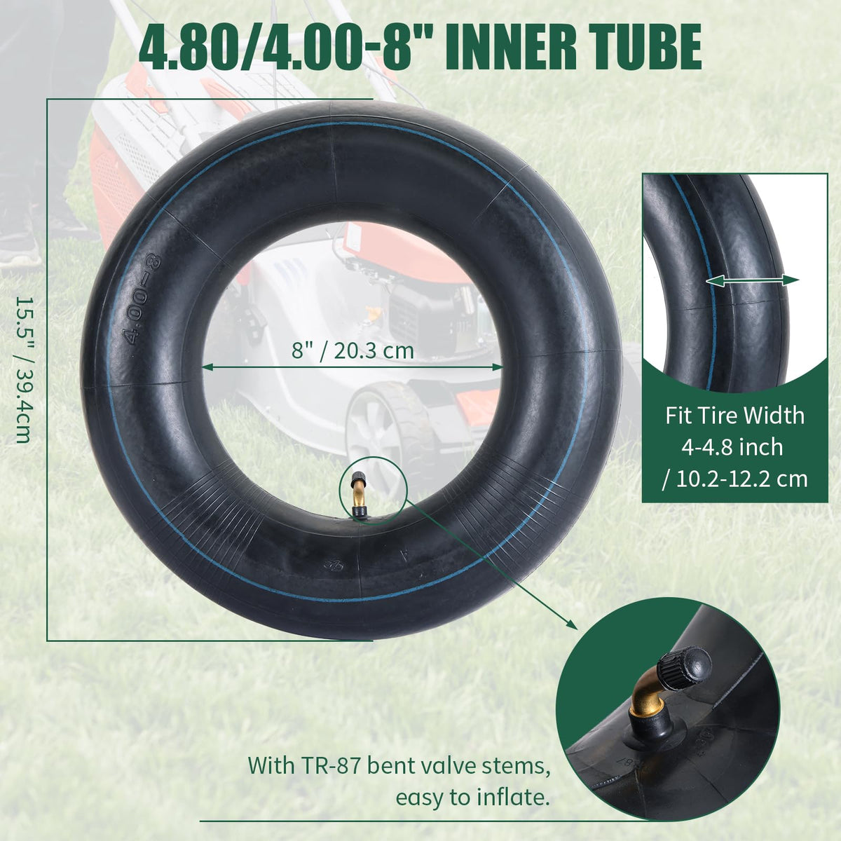 2Pcs 4.80/4.00-8 Inner Tubes with TR-87 Valve Stem A8670