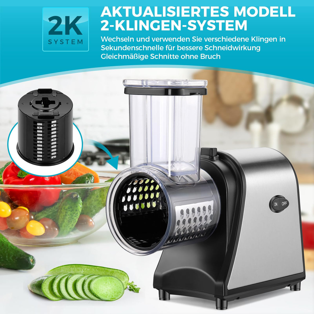 Electric Stainless Steel Vegetable Slicer with 5 Blades M17060