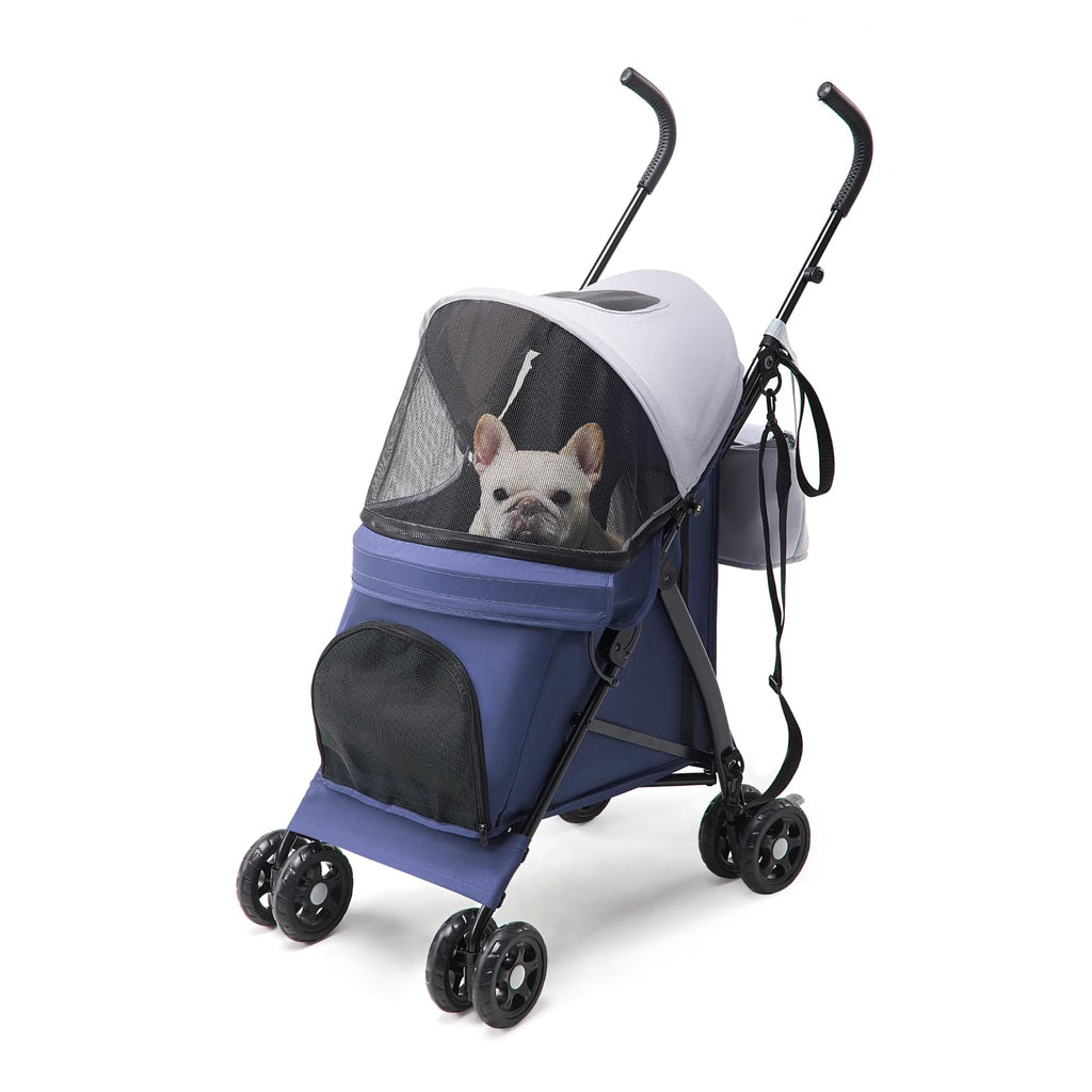 Foldable Pet Stroller for Small Dogs & Cats, 10 lbs, Blue Gray D3717