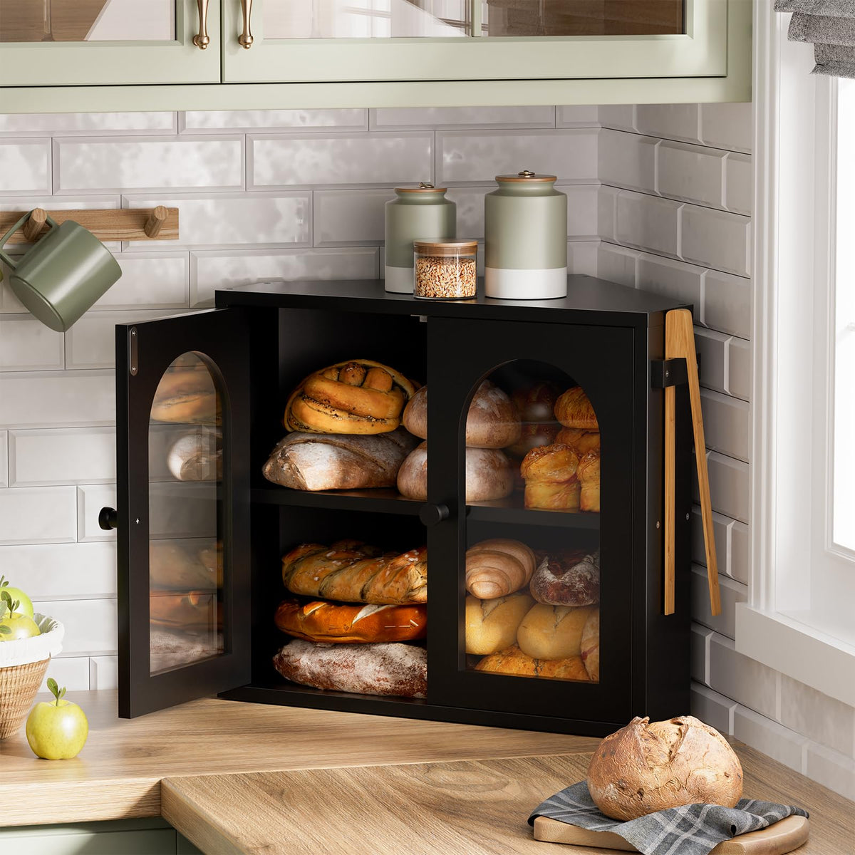 2 Tier Corner Bread Box with Acrylic Door E6191