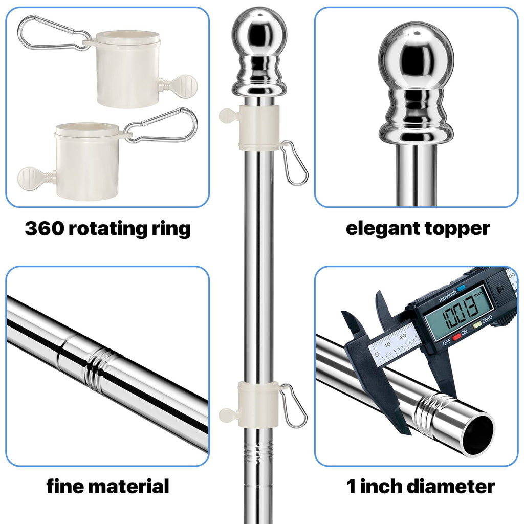 Silver Stainless Steel 5 FT Flag Pole W744