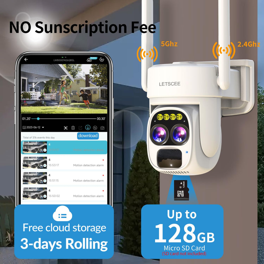 Wireless Solar Security Camera 360 PTZ Dual Lens 10x Zoom 2K H358