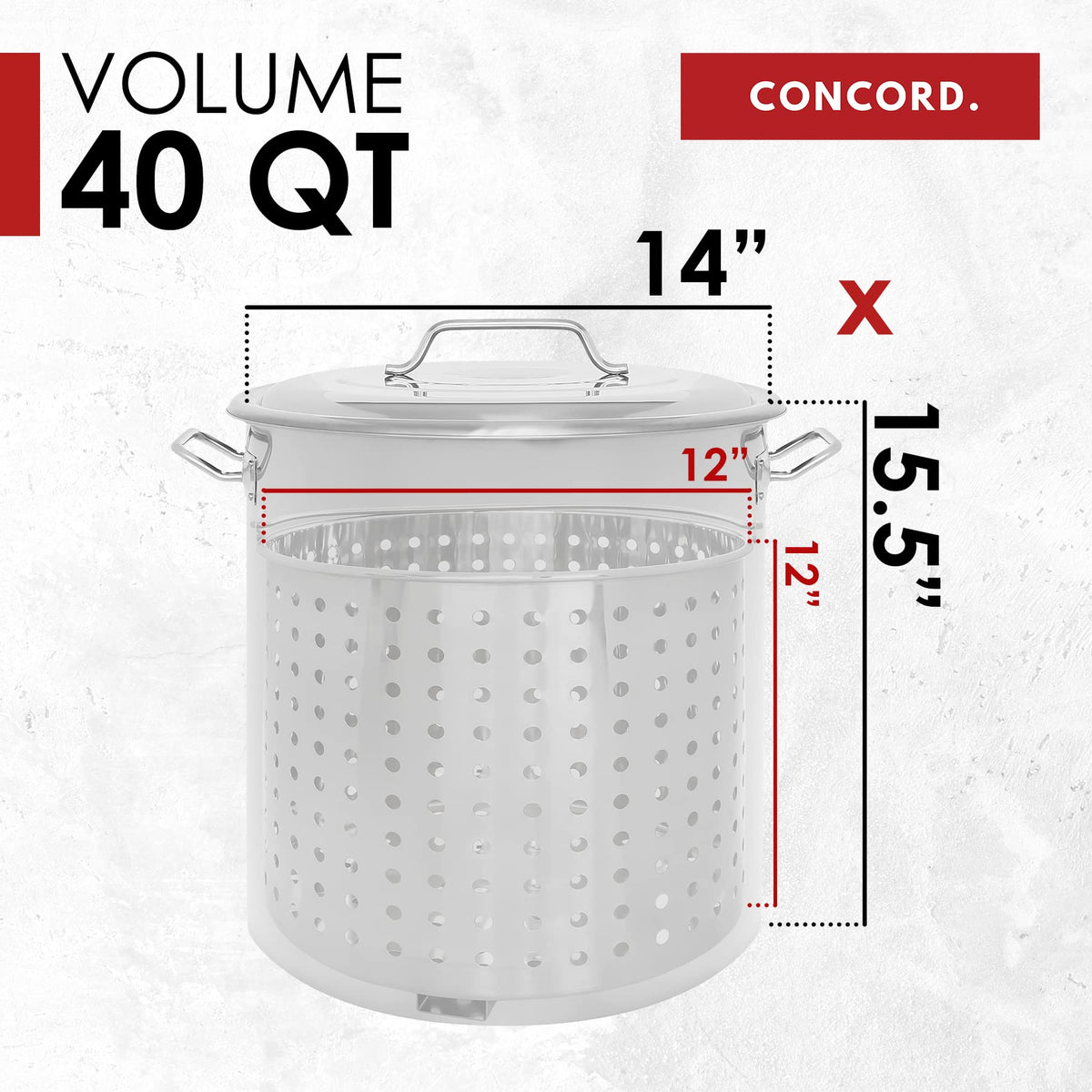 Stainless Steel 40 QT Stock Pot with Steamer Basket and Propane Burner U552