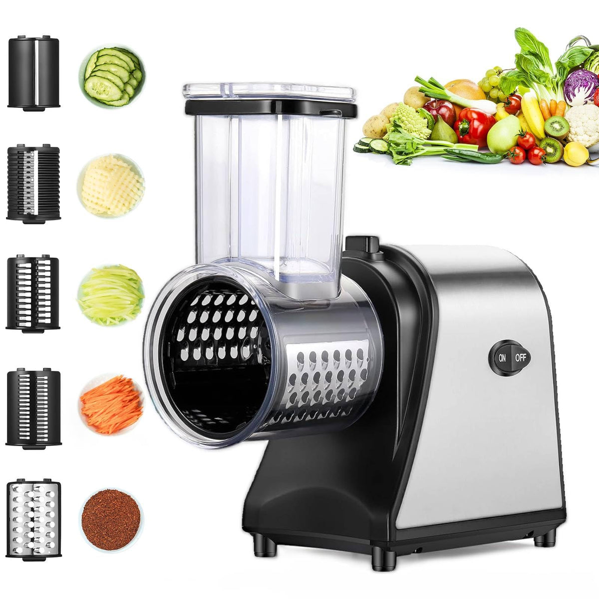 Electric Stainless Steel Vegetable Slicer with 5 Blades M17060
