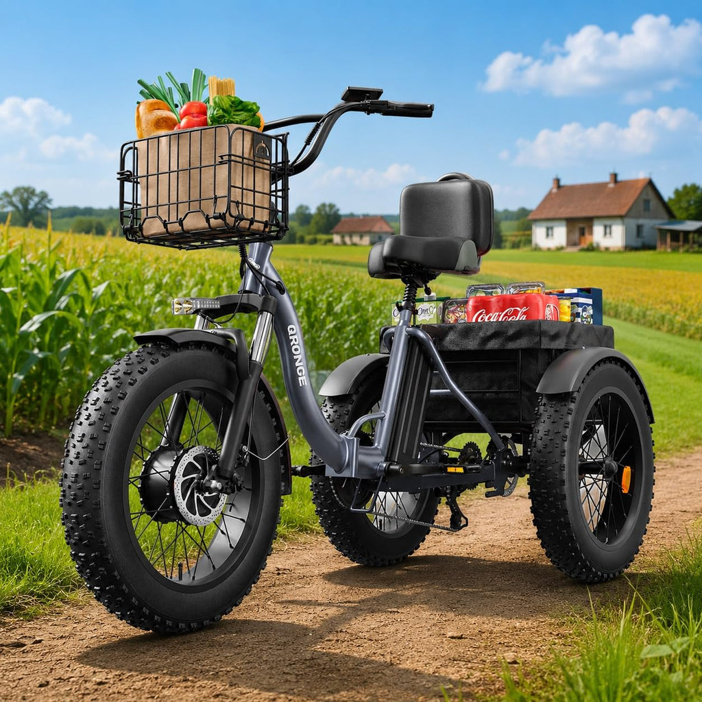 Electric Tricycle for Adults 1200W 36V 20AH Fat Tire Folding J859462