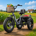Electric Tricycle for Adults 1200W 36V 20AH Fat Tire Folding J859462