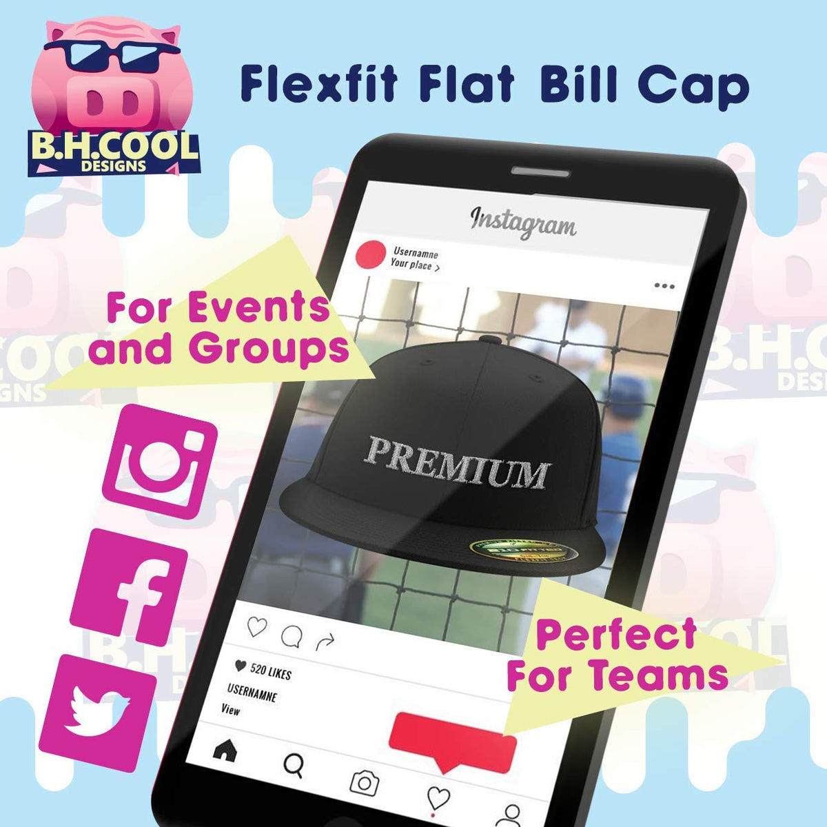 Flat Bill Fitted Hat Y7226