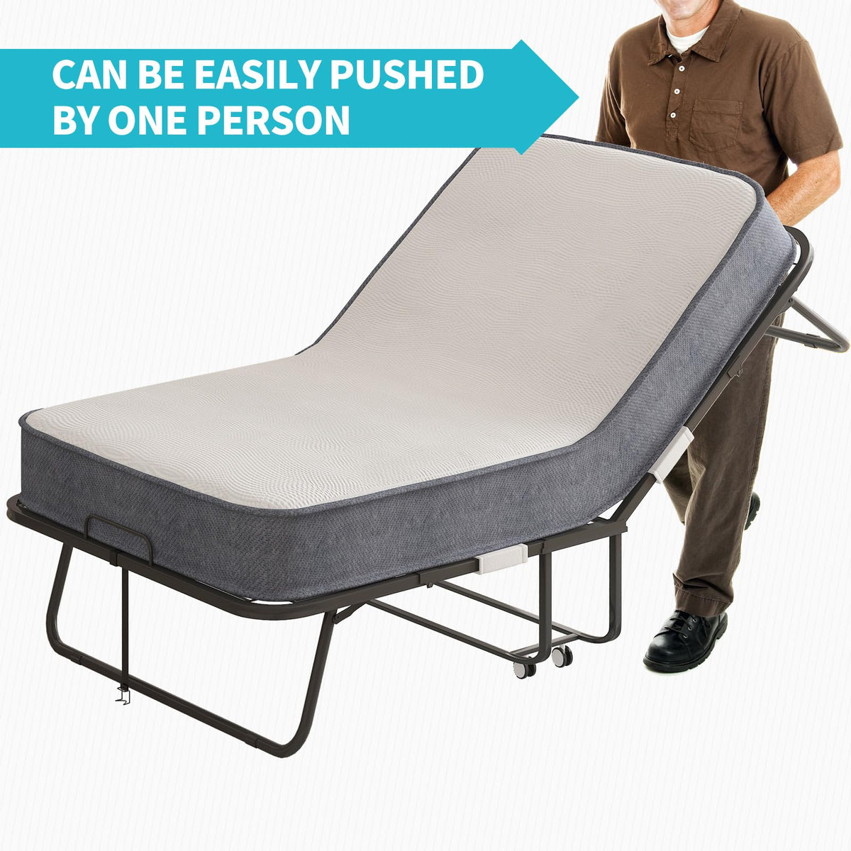 Twin Size Folding Bed with 4 Inch Foam Mattress B5596