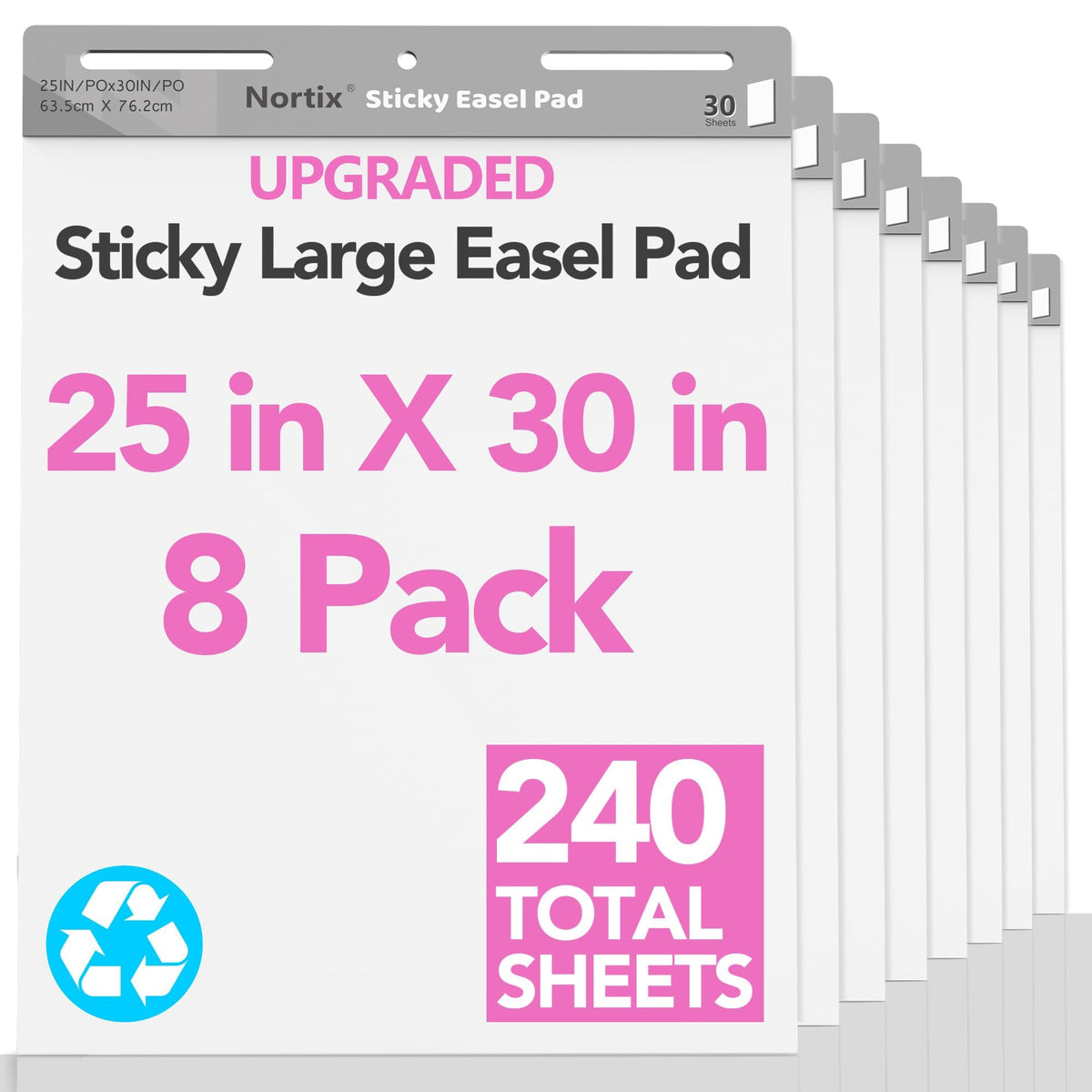 Sticky Easel Pads, 25 x 30 inch, 30 Sheets/Pad, 8 Pads D2528
