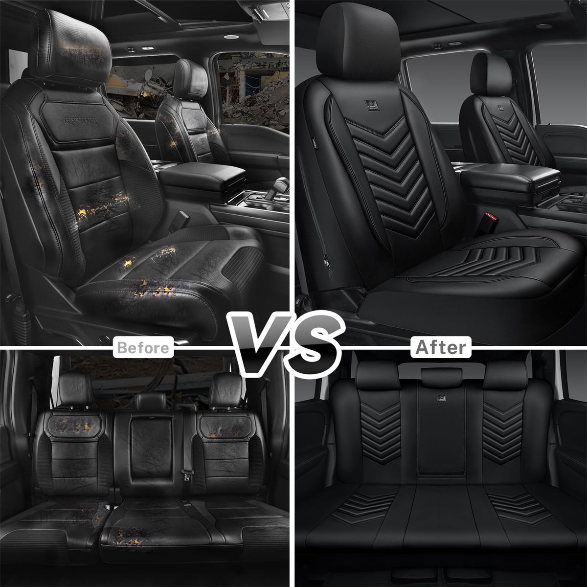 3D Foam Faux Leather Seat Covers Full Set D709419