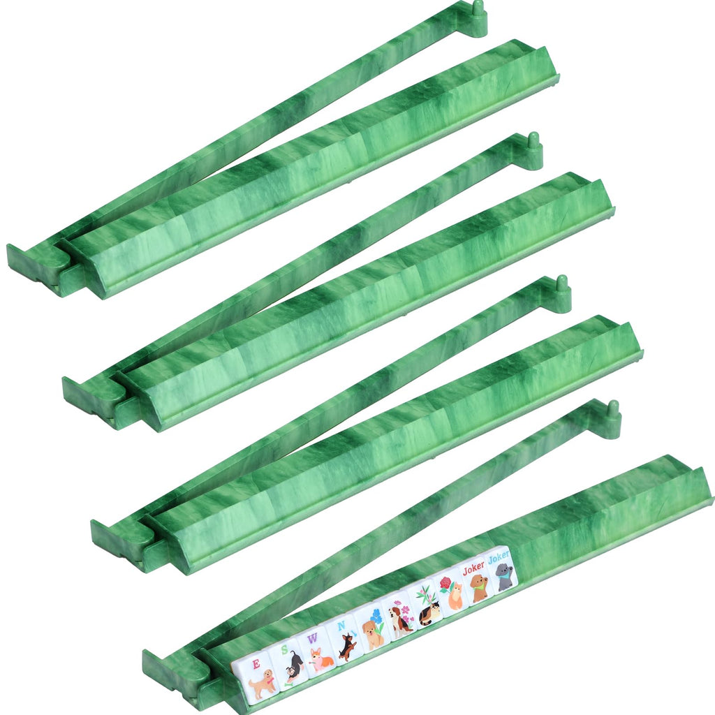 4 Pcs 18.7 Inch Acrylic Mahjong Tile Racks with Pushers V8597