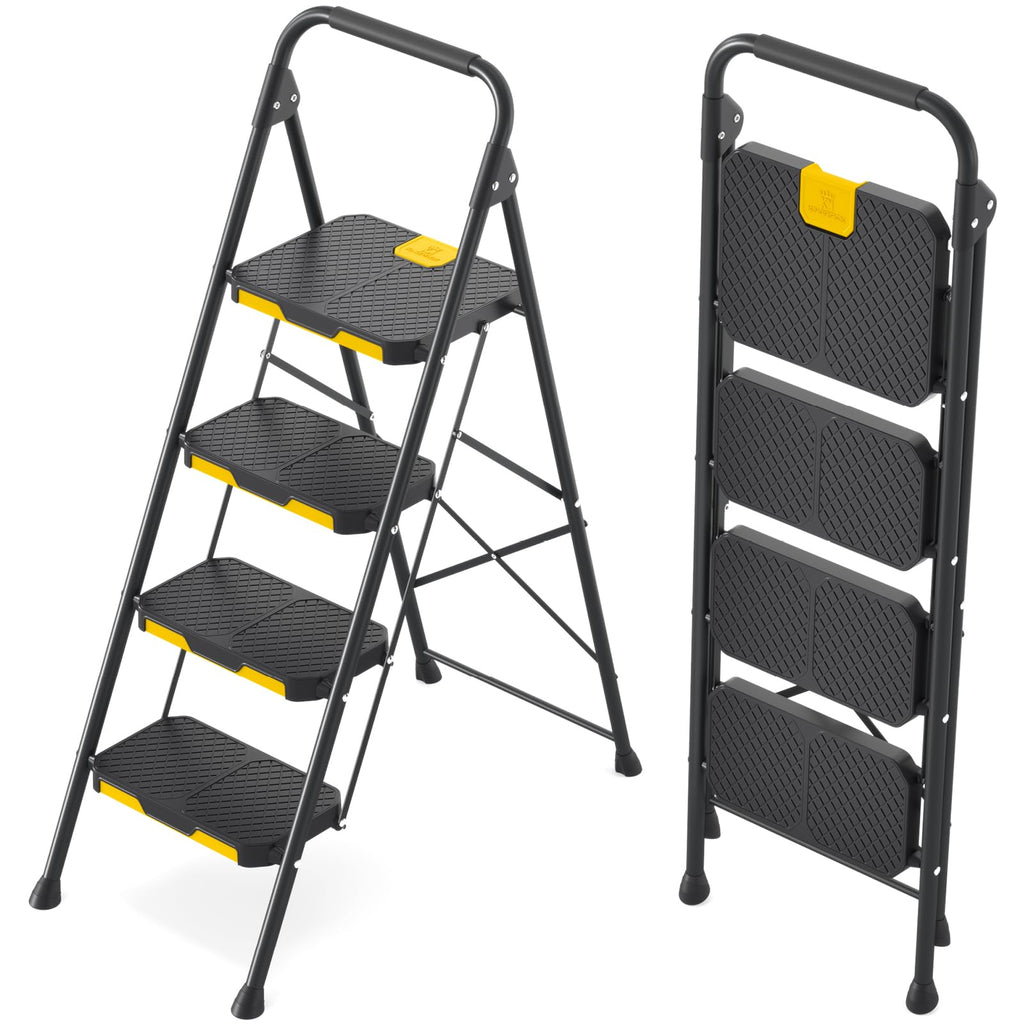 4 Step Steel Step Stool with Safe-Lock, Black H45393
