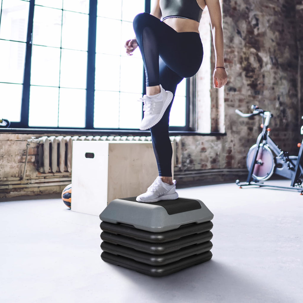 Height Adjustable Step Aerobic Platform with 4 Risers V801