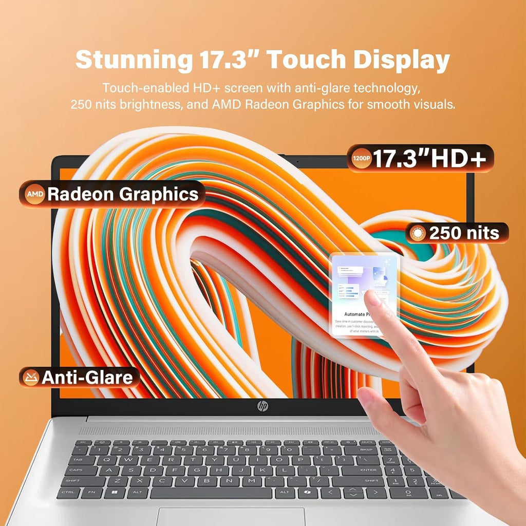 17.3" HD+ Touchscreen Laptop, AMD Ryzen 5, 16GB RAM 1TB SSD, Silver Y861874