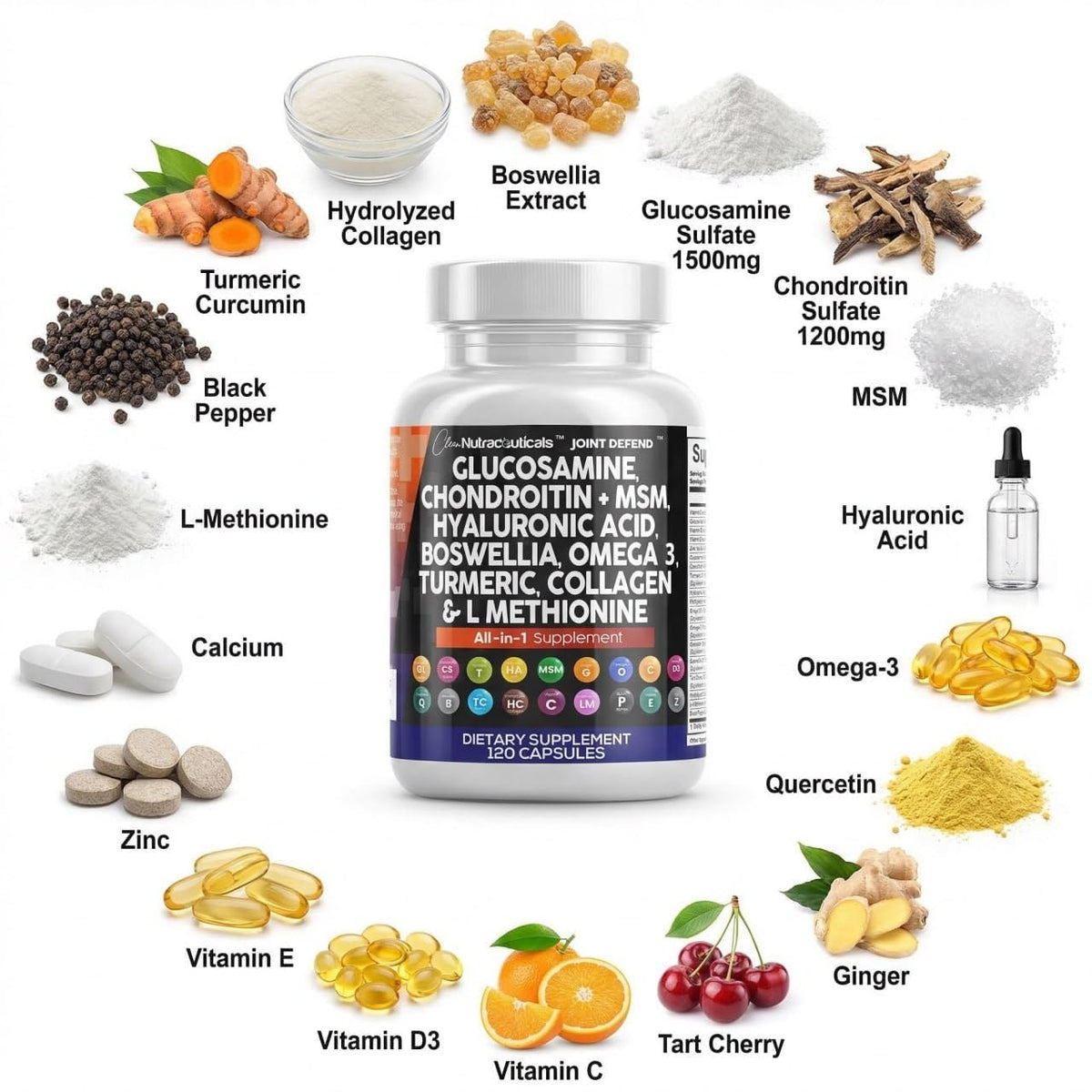 Glucosamine Chondroitin MSM 1500mg with Turmeric Curcumin Supplement Y274552