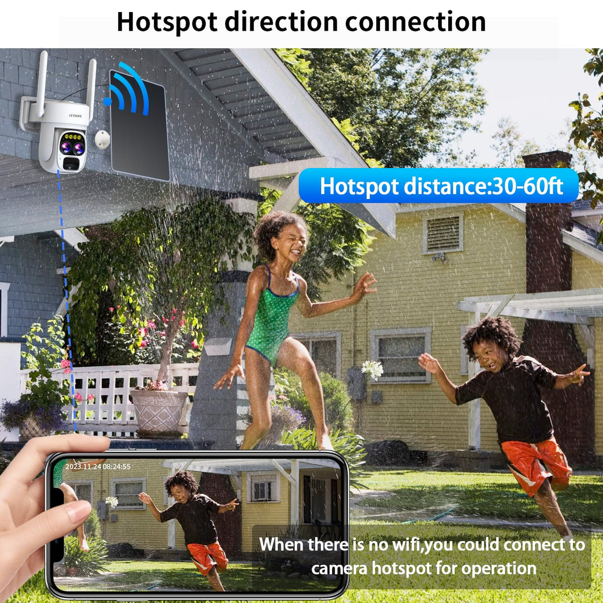 Wireless Solar Security Camera 360 PTZ Dual Lens 10x Zoom 2K H358
