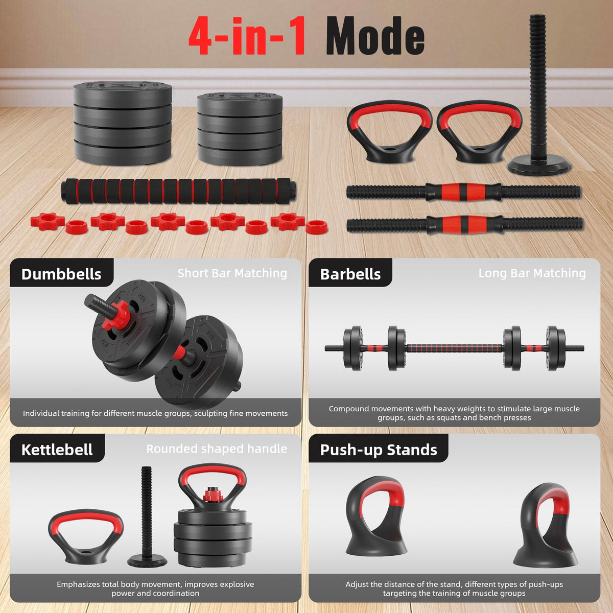 Adjustable Dumbbell and Barbell Kettlebell Set 40LBS Q394086