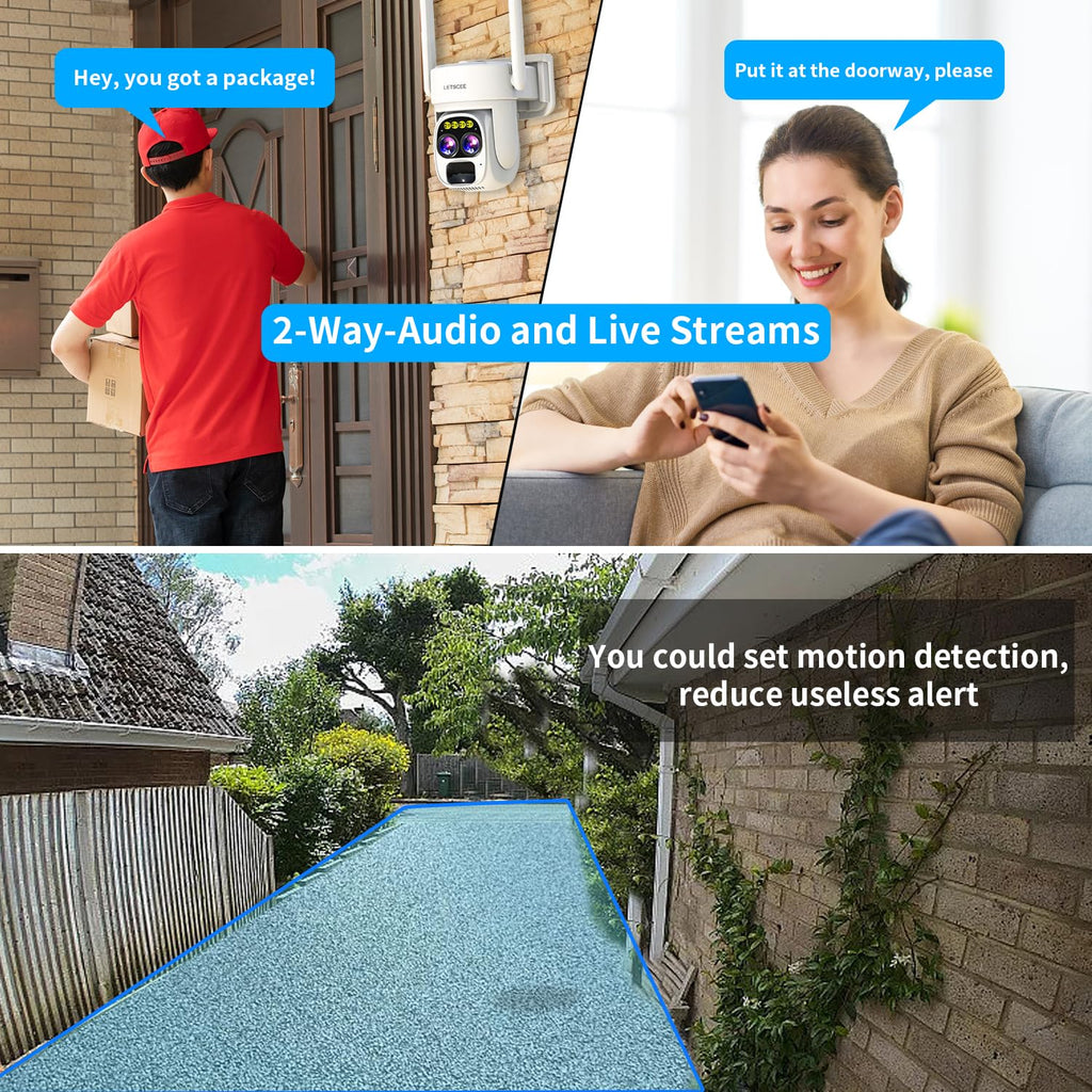 Wireless Solar Security Camera 360 PTZ Dual Lens 10x Zoom 2K H358