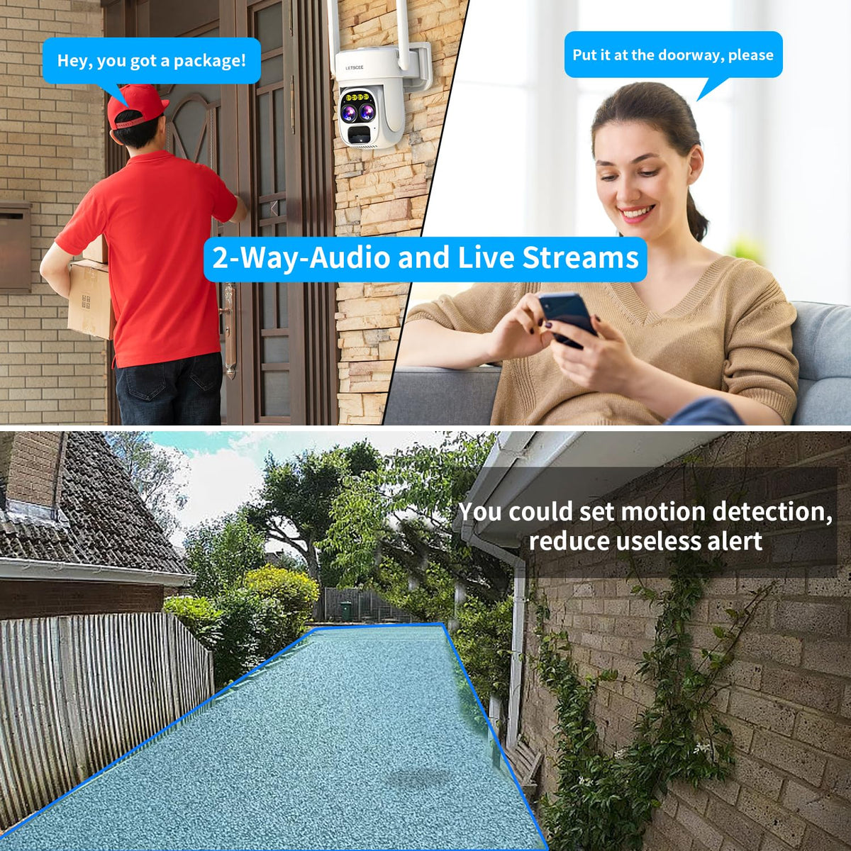 Wireless Solar Security Camera 360 PTZ Dual Lens 10x Zoom 2K H358
