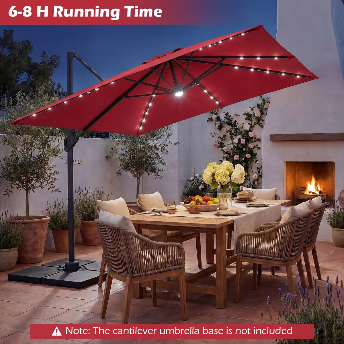 10ft Solar LED Patio Umbrella with Aluminum Pole E735